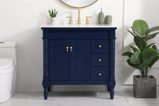 36 inch Single bathroom vanity in blue