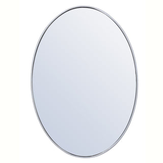 Metal frame oval mirror 34 inch in silver