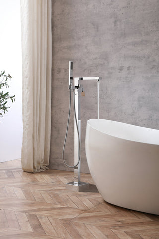 Henry Floor Mounted Roman Tub Faucet with Handshower in Chrome