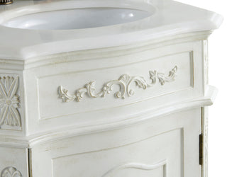 21 inch Single Bathroom vanity in Antique White with ivory white engineered marble