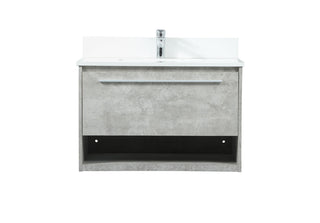 30 inch Single bathroom vanity in concrete grey with backsplash