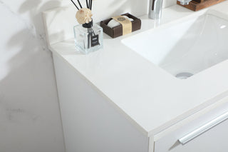 30 inch Single bathroom vanity in white with backsplash