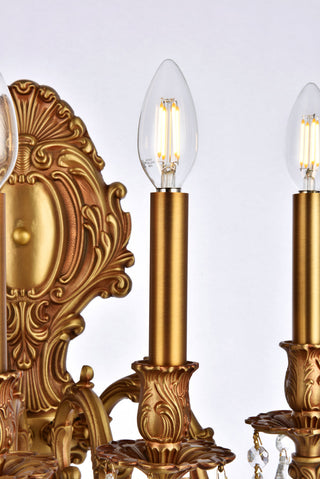 Monarch 5 light French Gold Wall Sconce Clear Royal Cut Crystal