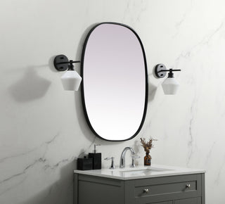 Metal Frame Oval Mirror 27x36 Inch in Black