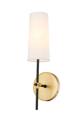 Mel 1 light Brass and Black and White shade wall sconce