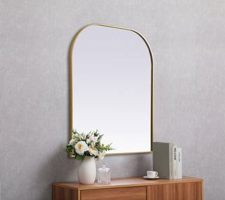 Metal Frame Arch Mirror 36x42 Inch in Brass