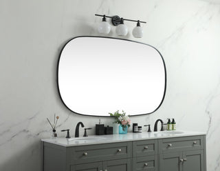 Metal Frame Oval Mirror 36x60 Inch in Black