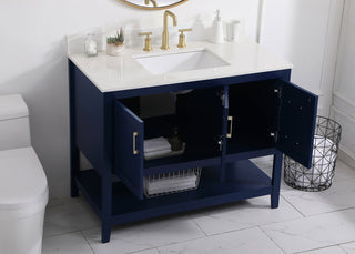 42 inch Single Bathroom Vanity in Blue with Backsplash