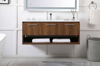 48 inch  Single Bathroom Floating Vanity in Walnut Brown