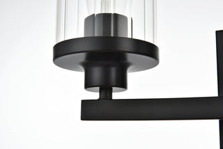 Saanvi 3 light Black and Clear Bath Sconce