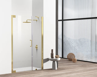 Semi-frameless hinged shower door 48 x 72 Brushed Gold