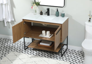 40 inch Single bathroom vanity in walnut brown