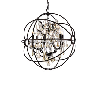 Geneva 6 light Dark Bronze Chandelier Golden Teak (Smoky) Royal Cut crystal