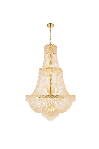 Century 17 light Gold Chandelier Clear Royal Cut Crystal