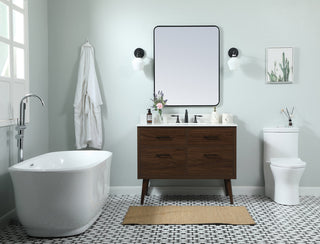 42 inch Single bathroom vanity in walnut with backsplash