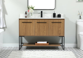 48 inch Single bathroom vanity in walnut brown with backsplash