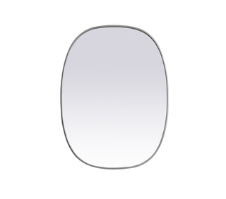 Metal Frame Oval Mirror 30x40 Inch in Silver