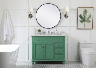 42 inch Single Bathroom vanity in vintage mint with ivory white engineered marble