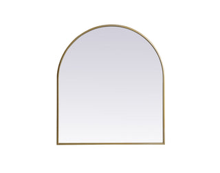 Metal Frame Arch Mirror 27x30 Inch in Brass