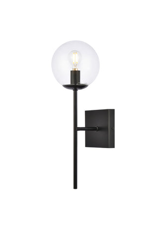 Neri 1 light black and clear glass wall sconce