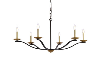 Trey 42 inch pendant in black and brass