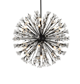 Vera 38 inch crystal starburst round pendant in black