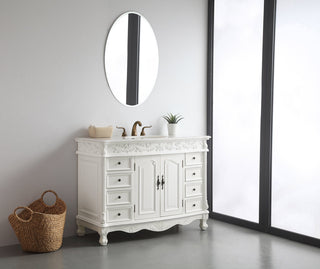 48 inch Single Bathroom vanity in Antique White with ivory white engineered marble