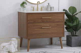 36 inch bathroom vanity in Walnut Brown