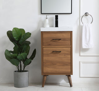 18 inch bathroom vanity in walnut brown