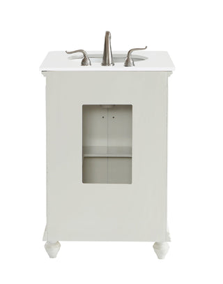 24 inch Single Bathroom vanity in Antique White with ivory white engineered marble