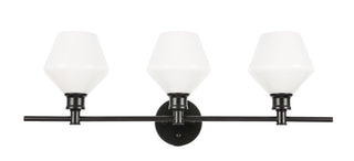 Gene 3 light Black and Frosted white glass Wall sconce