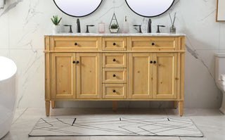 60 inch double bathroom vanity in natural wood