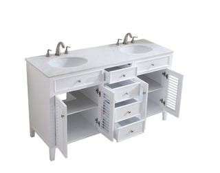 60 In. Double Bathroom Vanity Set In White