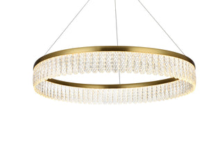 Rune 32 inch Adjustable LED chandelier in Satin Gold