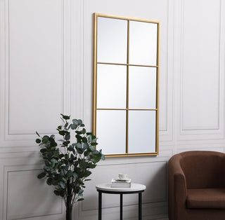 Metal windowpane mirror 28 inch x 48 inch in Brass