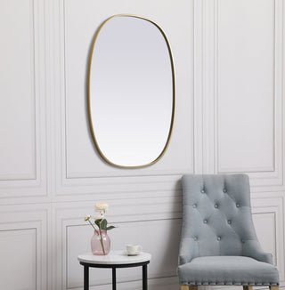 Metal Frame Oval Mirror 30x40 Inch in Brass