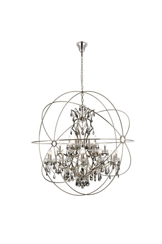 Geneva 25 light polished nickel Chandelier Silver Shade (Grey) Royal Cut crystal