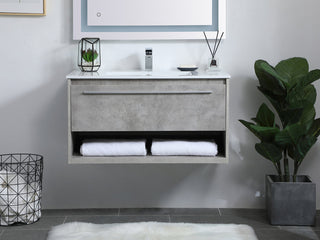 36 inch  Single Bathroom Floating Vanity in Concrete Grey