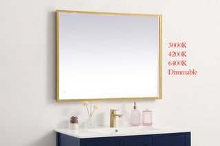 Pier 27x36 inch LED mirror with adjustable color temperature 3000K/4200K/6400K in brass