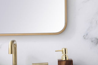 Soft corner metal rectangular mirror 20x30 inch in  Brass