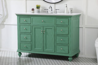 48 inch Single Bathroom vanity in vintage mint with ivory white engineered marble