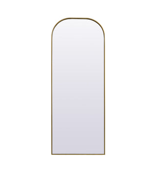 Metal Frame Arch Full Length Mirror 28x74 Inch in Brass