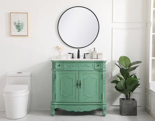 36 inch Single Bathroom vanity in vintage mint with ivory white engineered marble