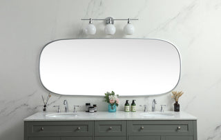 Metal Frame Oval Mirror 30x72 Inch in Silver