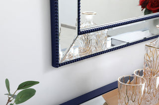 Iris beaded mirror 42 x 28 inch in blue