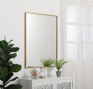 Metal frame rectangle mirror 27 inch in Brass