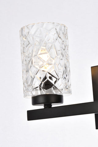 Cassie 2 lights bath sconce in black with clear shade