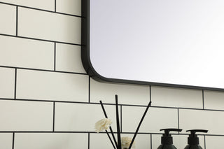 Soft corner metal rectangular mirror 30x48 inch in Black