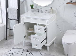 32 inch Single bathroom vanity in white with backsplash