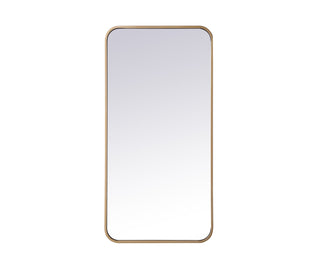 Soft corner metal rectangular mirror 18x36 inch in Brass